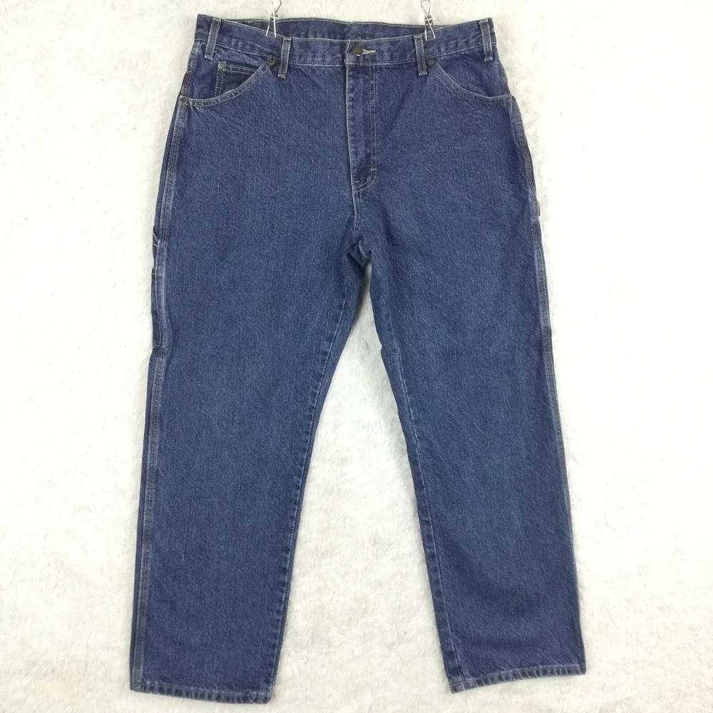 Dickies Mens Jeans Carpenter Straight Leg‎ Denim Blue Medium Indigo Wash 36x30